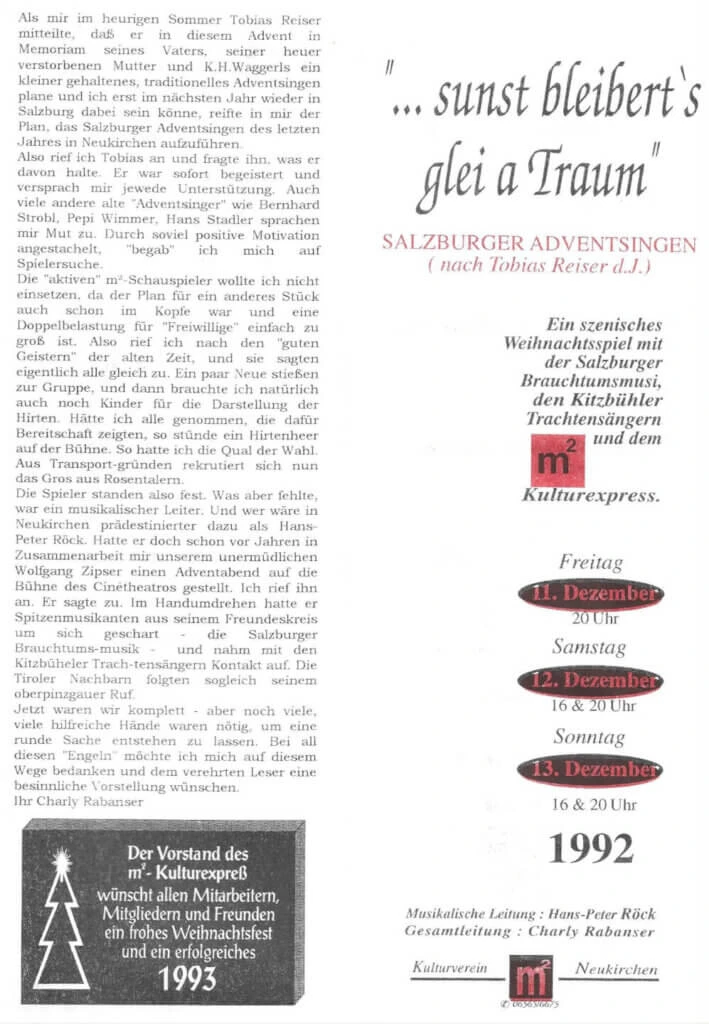 Sunst bleibert's glei a Traum (Dezember 1992)