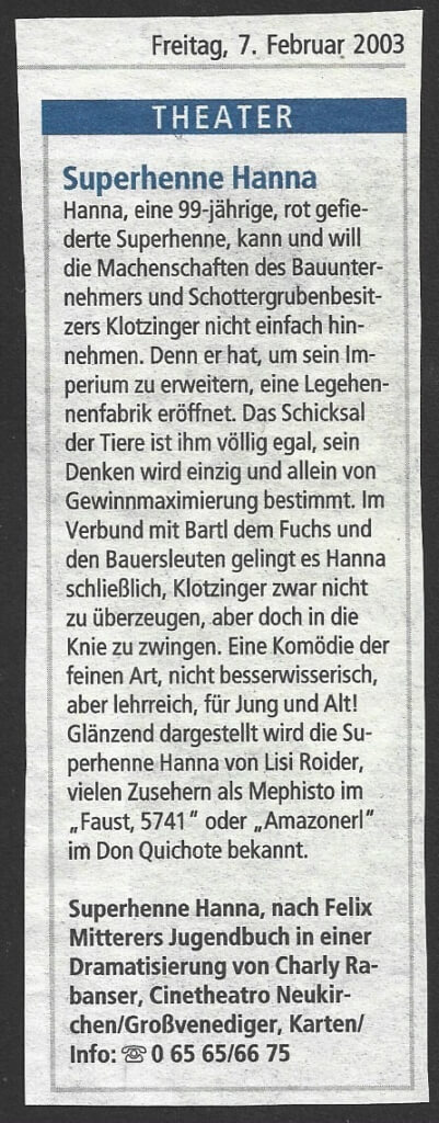 Superhenne Hanna (Dezember 2002)