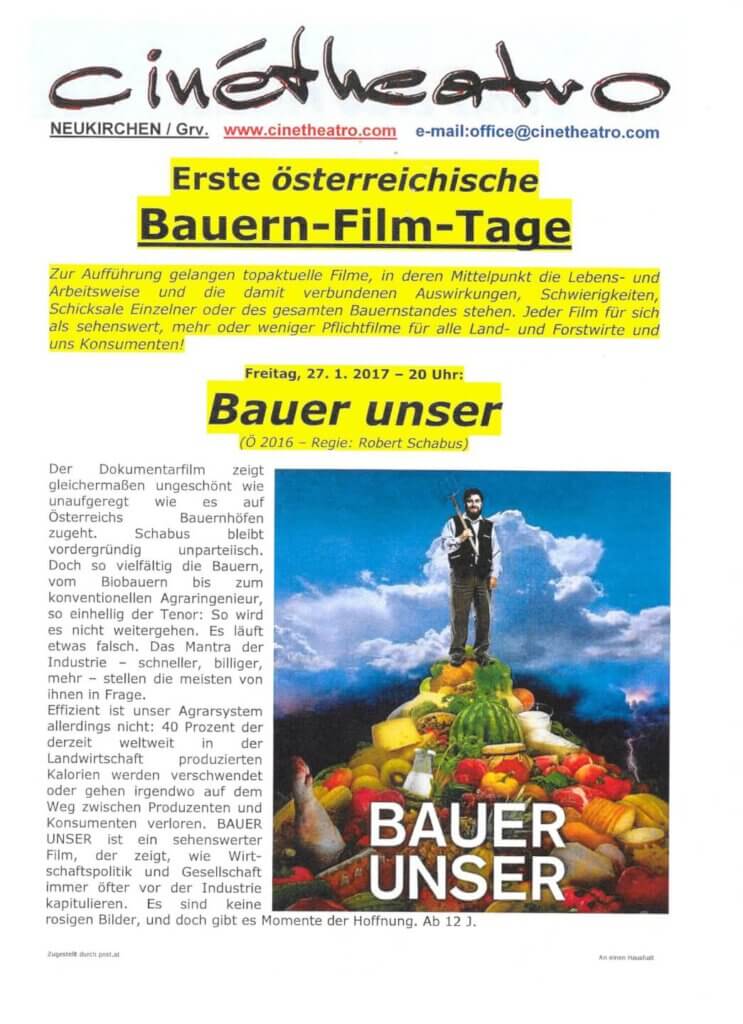 Bauernfilmtage 2017 - 2019